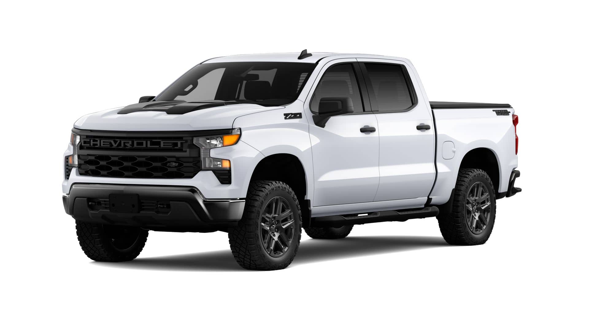 2026 Chevrolet Silverado 1500 Custom Trail Boss in Summit White — front three-quarter view